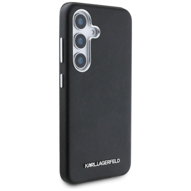 Karl Lagerfeld Saffiano Full Wrapped Elongated Metal Logo MagSafe Dėklas skirtas Samsung Galaxy S25+ - Juodas 3