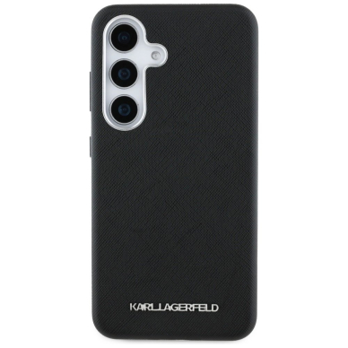 Karl Lagerfeld Saffiano Full Wrapped Elongated Metal Logo MagSafe Dėklas skirtas Samsung Galaxy S25 - Juodas 2