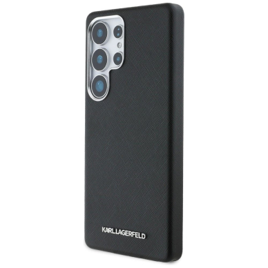 Karl Lagerfeld Saffiano Full Wrapped Elongated Metal Logo MagSafe Dėklas skirtas Samsung Galaxy S25 Ultra - Juodas 1
