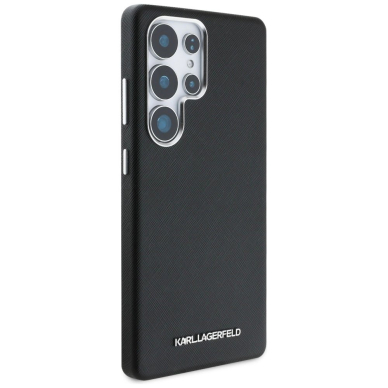 Karl Lagerfeld Saffiano Full Wrapped Elongated Metal Logo MagSafe Dėklas skirtas Samsung Galaxy S25 Ultra - Juodas 3