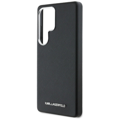 Karl Lagerfeld Saffiano Full Wrapped Elongated Metal Logo MagSafe Dėklas skirtas Samsung Galaxy S25 Ultra - Juodas 5