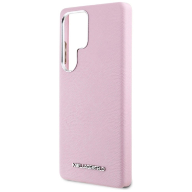 Karl Lagerfeld Saffiano Full Wrapped Elongated Metal Logo MagSafe Dėklas skirtas Samsung Galaxy S25 Ultra - Rožinis 5