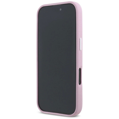Karl Lagerfeld Saffiano Full Wrapped Elongated Metal Logo MagSafe iPhone 16 Pro Max Dėklas - Rožinis 4