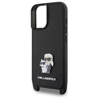 Dėklas Karl Lagerfeld Saffiano KarlChoupette Metal Pin CBDY Strap iPhone 16 - Juodas 3 Dėklas Karl Lagerfeld Saffiano KarlChoupette Metal Pin CBDY Strap iPhone 16 - Juodas 3