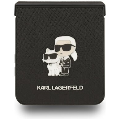 Samsung Galaxy Z Flip7 Karl Lagerfeld Saffiano Karl & Choupette Pin dėklas – juodas 4
