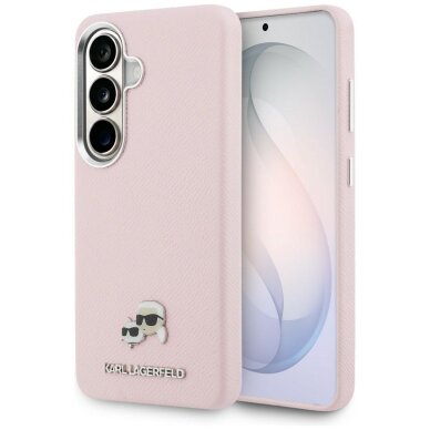 Samsung Galaxy S26 Karl Lagerfeld Saffiano KC Metal Logo MagSafe dėklas – rožinis Samsung Galaxy S26 Karl Lagerfeld Saffiano KC Metal Logo MagSafe dėklas – rožinis