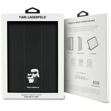 Karl Lagerfeld Saffiano Magnetinis Karl & Choupette iPad Air 11" 2024 Book Cover Dėklas - Juodas 7
