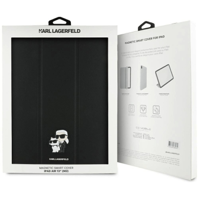 Karl Lagerfeld Saffiano Magnetinis Karl & Choupette iPad Air 13" 2024 Book Cover Dėklas - Juodas 7