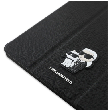 Karl Lagerfeld Saffiano Magnetinis Karl & Choupette iPad Pro 13&quot; 2024 Book Cover Dėklas - Juodas 6