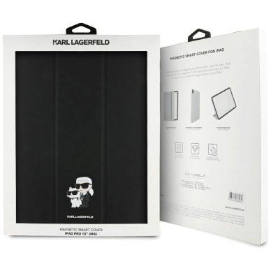 Karl Lagerfeld Saffiano Magnetinis Karl & Choupette iPad Pro 13&quot; 2024 Book Cover Dėklas - Juodas 7
