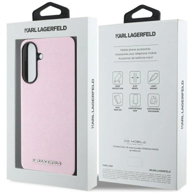 Karl Lagerfeld Saffiano Metal Logo Dėklas skirtas Samsung Galaxy A56 - Rožinis 6
