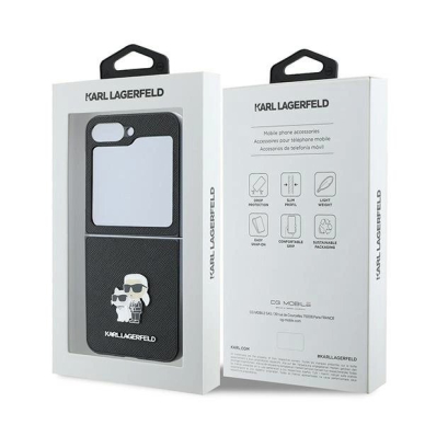 Karl Lagerfeld Saffiano Metal Pin Dėklas Samsung Galaxy Z Flip 6 - juodas 7 Karl Lagerfeld Saffiano Metal Pin Dėklas Samsung Galaxy Z Flip 6 - juodas 7