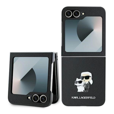 Karl Lagerfeld Saffiano Metal Pin Dėklas Samsung Galaxy Z Flip 6 - juodas Karl Lagerfeld Saffiano Metal Pin Dėklas Samsung Galaxy Z Flip 6 - juodas
