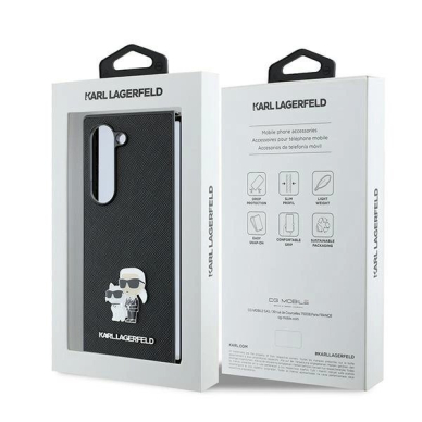 Karl Lagerfeld Saffiano Metal Pin Dėklas Samsung Galaxy Z Fold 6 - juodas 6 Karl Lagerfeld Saffiano Metal Pin Dėklas Samsung Galaxy Z Fold 6 - juodas 6