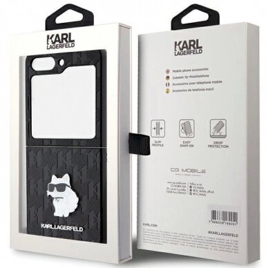 Dėklas Karl Lagerfeld Saffiano Monogram Choupette Pin case for Samsung Galaxy Z Flip 5 - Juodas 7 Dėklas Karl Lagerfeld Saffiano Monogram Choupette Pin case for Samsung Galaxy Z Flip 5 - Juodas 7