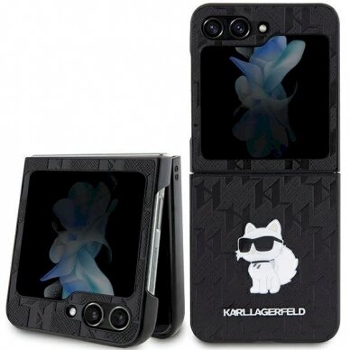Dėklas Karl Lagerfeld Saffiano Monogram Choupette Pin case for Samsung Galaxy Z Flip 5 - Juodas Dėklas Karl Lagerfeld Saffiano Monogram Choupette Pin case for Samsung Galaxy Z Flip 5 - Juodas