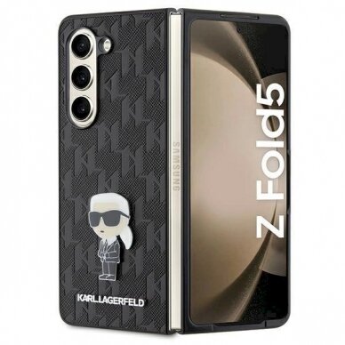 Karl Lagerfeld Saffiano Monogram Ikonik Pin dėklas skirtas Samsung Galaxy Z Fold 5 - Juodas Karl Lagerfeld Saffiano Monogram Ikonik Pin dėklas skirtas Samsung Galaxy Z Fold 5 - Juodas