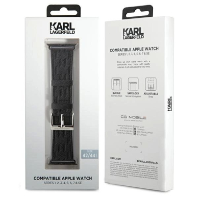 Apple Watch 42/44/45/49mm Karl Lagerfeld Saffiano Monogram dirželis – juodas 2
