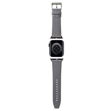 Apple Watch 42/44/45/49mm Karl Lagerfeld Saffiano Monogram apyrankė – sidabrinis 1 Apple Watch 42/44/45/49mm Karl Lagerfeld Saffiano Monogram apyrankė – sidabrinis 1