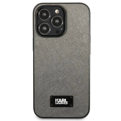 Karl Lagerfeld Saffiano Plaque Dėklas skirtas iPhone 13 Pro / 13 6.1&quot; - Sidabrinis 2