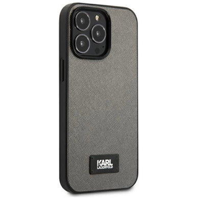 Karl Lagerfeld Saffiano Plaque Dėklas skirtas iPhone 13 Pro / 13 6.1&quot; - Sidabrinis 3