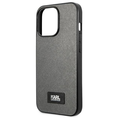 Karl Lagerfeld Saffiano Plaque Dėklas skirtas iPhone 13 Pro / 13 6.1&quot; - Sidabrinis 5