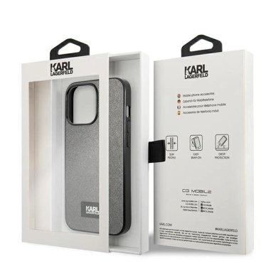 Karl Lagerfeld Saffiano Plaque Dėklas skirtas iPhone 13 Pro / 13 6.1&quot; - Sidabrinis 7