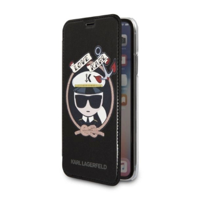 Karl Lagerfeld Signature Glitter iPhone X/Xs Dėklas - Juodas 1