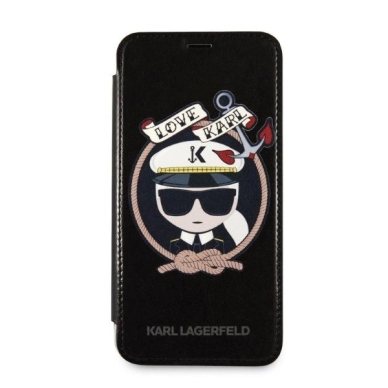 Karl Lagerfeld Signature Glitter iPhone X/Xs Dėklas - Juodas 4