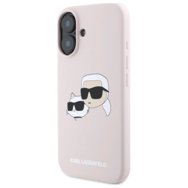 Karl Lagerfeld Silikoninis Dėklas Heads Print MagSafe skirtas iPhone 16 - Rožinis 1
