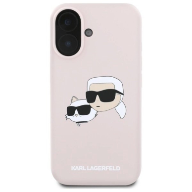 Karl Lagerfeld Silikoninis Dėklas Heads Print MagSafe skirtas iPhone 16 - Rožinis 2