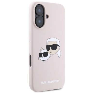 Karl Lagerfeld Silikoninis Dėklas Heads Print MagSafe skirtas iPhone 16 - Rožinis 3