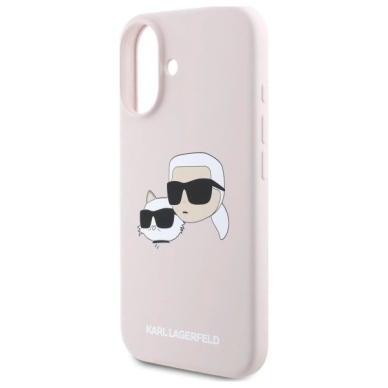 Karl Lagerfeld Silikoninis Dėklas Heads Print MagSafe skirtas iPhone 16 - Rožinis 5