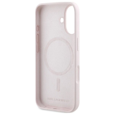 Karl Lagerfeld Silikoninis Dėklas Heads Print MagSafe skirtas iPhone 16 - Rožinis 6