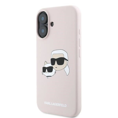 Karl Lagerfeld Silikoninis Dėklas Heads Print MagSafe skirtas iPhone 16 Plus - Rožinis 1