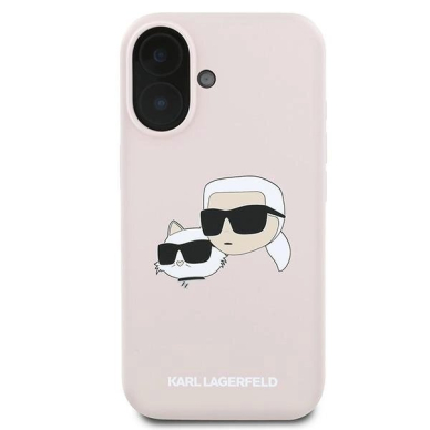 Karl Lagerfeld Silikoninis Dėklas Heads Print MagSafe skirtas iPhone 16 Plus - Rožinis 2