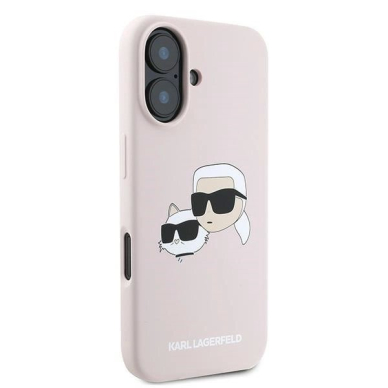 Karl Lagerfeld Silikoninis Dėklas Heads Print MagSafe skirtas iPhone 16 Plus - Rožinis 3