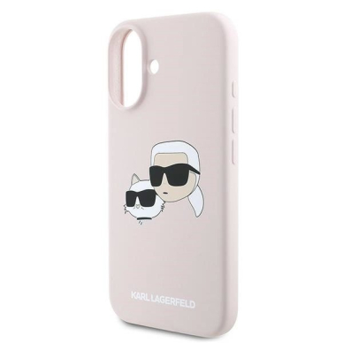 Karl Lagerfeld Silikoninis Dėklas Heads Print MagSafe skirtas iPhone 16 Plus - Rožinis 5