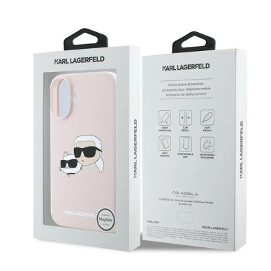 Karl Lagerfeld Silikoninis Dėklas Heads Print MagSafe skirtas iPhone 16 Plus - Rožinis 7