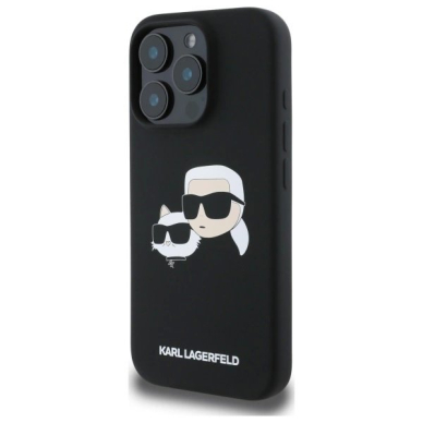Karl Lagerfeld Silikoninis Dėklas Heads Print MagSafe skirtas iPhone 16 Pro - Juodas 1
