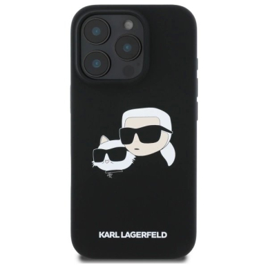 Karl Lagerfeld Silikoninis Dėklas Heads Print MagSafe skirtas iPhone 16 Pro - Juodas 2