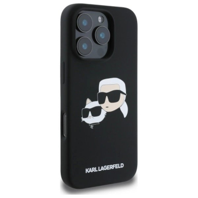 Karl Lagerfeld Silikoninis Dėklas Heads Print MagSafe skirtas iPhone 16 Pro - Juodas 3