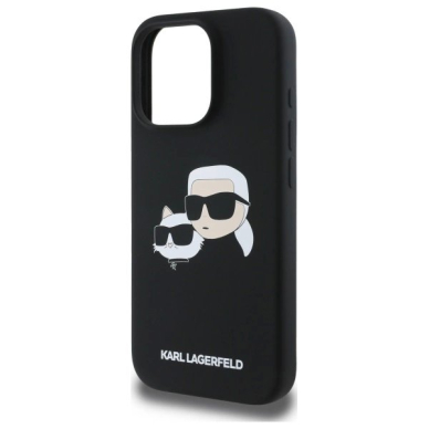 Karl Lagerfeld Silikoninis Dėklas Heads Print MagSafe skirtas iPhone 16 Pro - Juodas 5