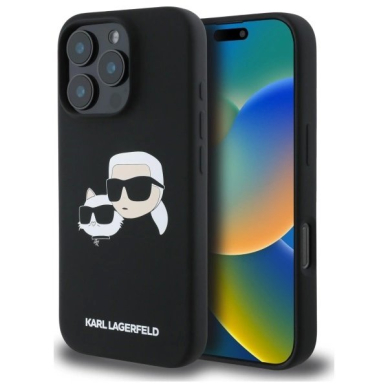 iPhone 16 Pro Max – Karl Lagerfeld Silicone Case Heads Print MagSafe dėklas - Juodas iPhone 16 Pro Max – Karl Lagerfeld Silicone Case Heads Print MagSafe dėklas - Juodas