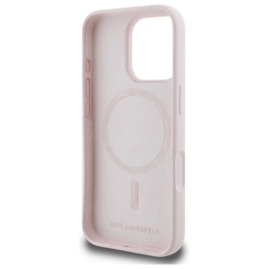 Karl Lagerfeld Silikoninis Dėklas Heads Print MagSafe skirtas iPhone 16 Pro Max - Rožinis 6