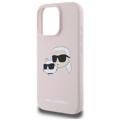 Karl Lagerfeld Silikoninis Dėklas Heads Print MagSafe skirtas iPhone 16 Pro - Rožinis 5