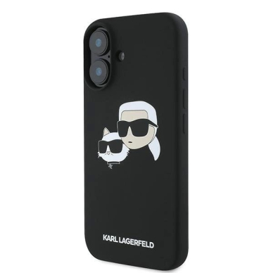 Karl Lagerfeld Silikoninis Dėklas Nauble Heads Print MagSafe skirtas iPhone 16 Plus - Juodas 1