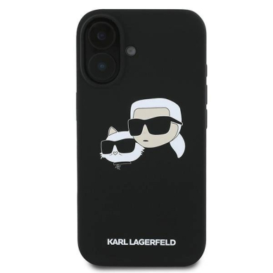 Karl Lagerfeld Silikoninis Dėklas Nauble Heads Print MagSafe skirtas iPhone 16 Plus - Juodas 2