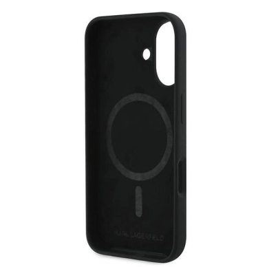 Karl Lagerfeld Silikoninis Dėklas Nauble Heads Print MagSafe skirtas iPhone 16 Plus - Juodas 6