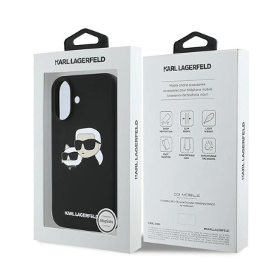 Karl Lagerfeld Silikoninis Dėklas Nauble Heads Print MagSafe skirtas iPhone 16 Plus - Juodas 7